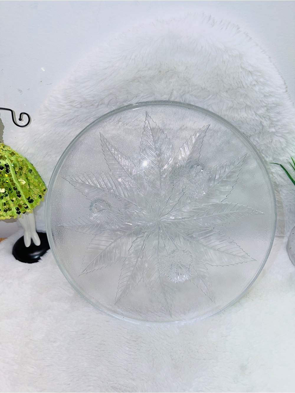 Quality French Luminark Pressed Glass Cake Serving Platter w/ Starburst Pattern - Picture 2 of 4